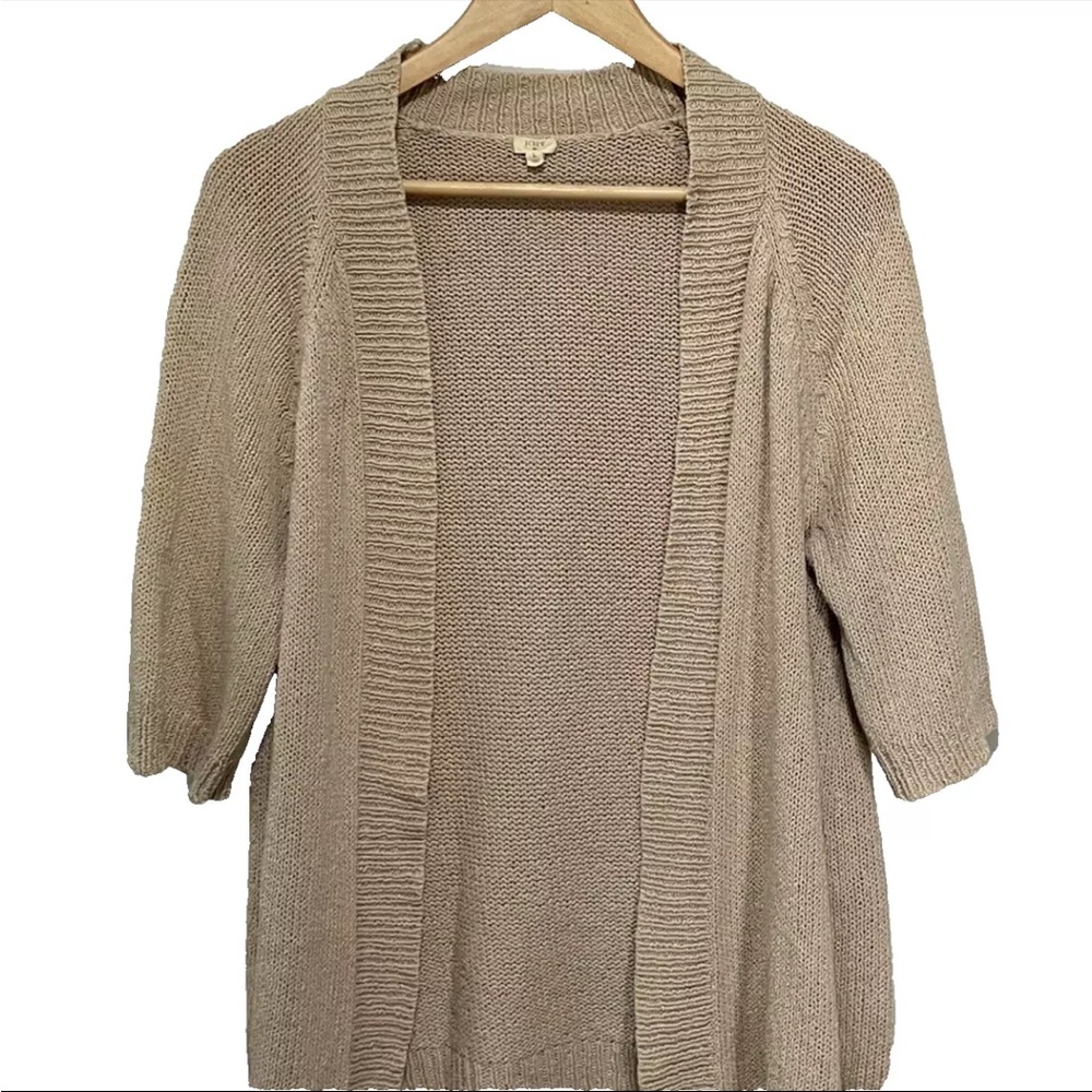 Y2K GAP Womens Half‎ Sleeve Tan Beige Open Cardigan Cable Knit
